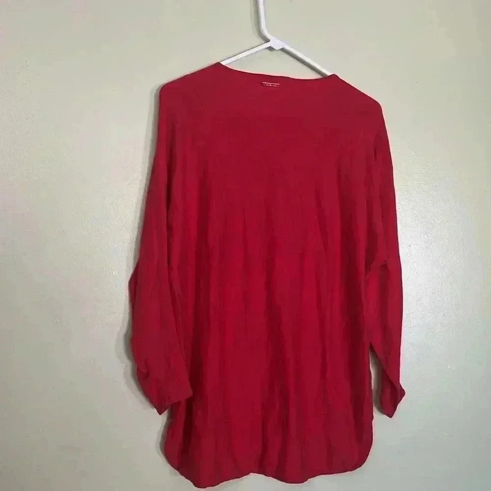 Michael Kors women red , red wine red long sleeve blouse.